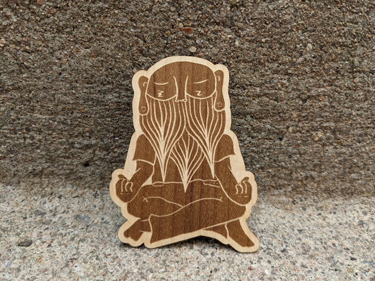 Here Now Illustration, Wooden Sticker, Meditation Art, Bundles Of Yarrow Phone Decal, Car Journal Collaboration, Ram Dass