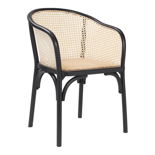 Wood And Rattan Dora Dining Armchair: Black by World Market