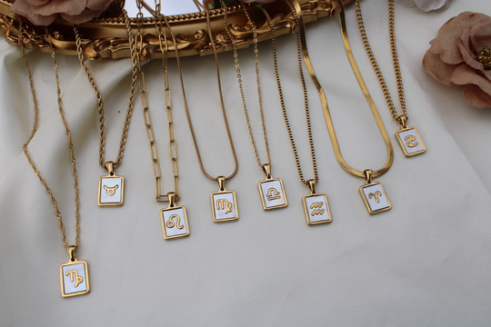 Gold Filled Zodiac Necklace Mothers Of Pearls Shell Pendant Waterproof Anti Tarnish Horoscope Dainty Astronomy Gift Birthday Gift For Her