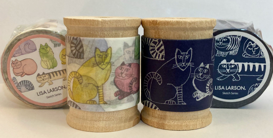 New Lisa Larson Cat Sketches Extra Wide Washi Tape Sample, Jpurna;/Planner Supplies, Stationery Tape, Decorating Paper Tape