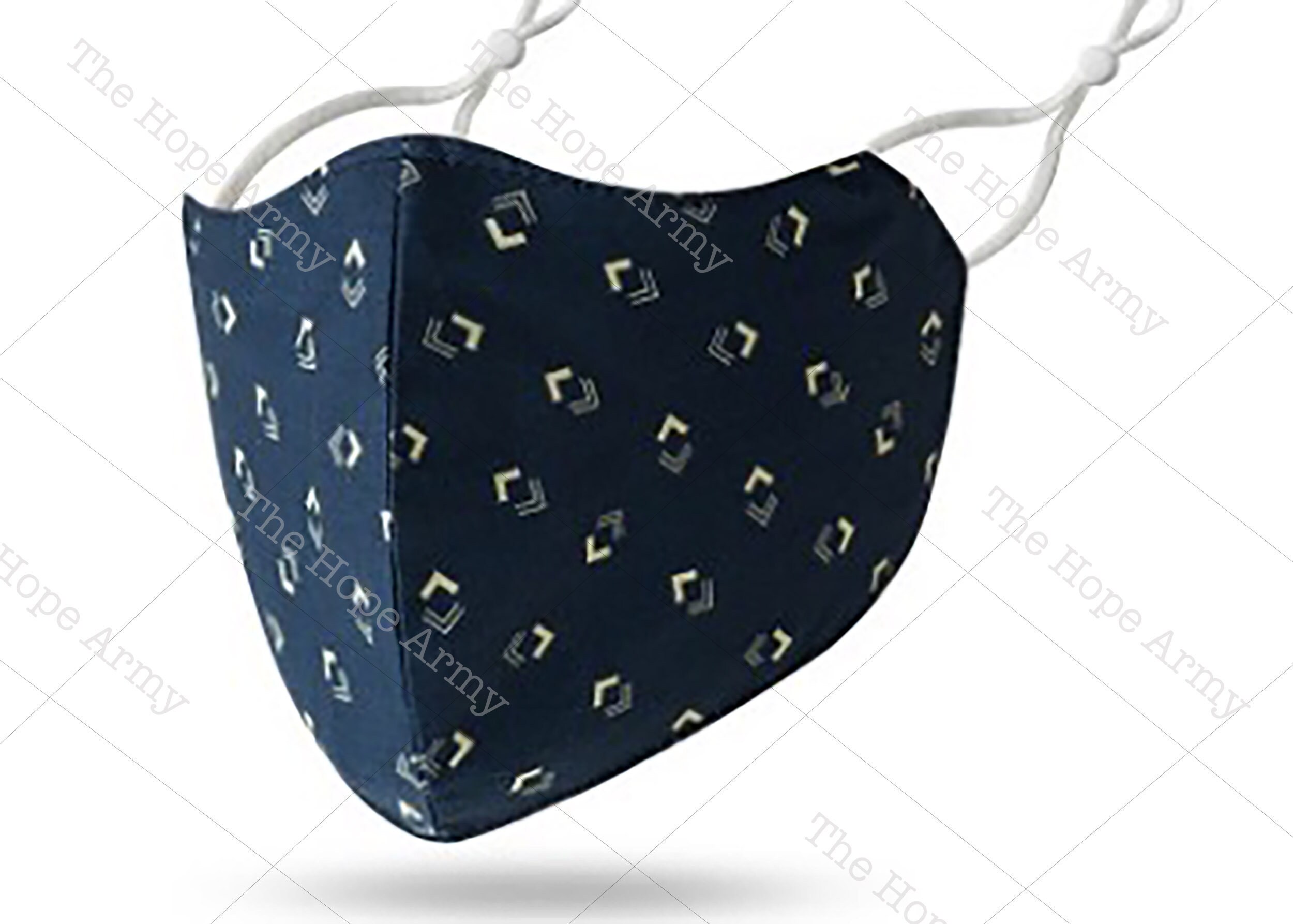 Navy Blue Face Mask, Cotton Linen Blend, Adjustable Ear Straps, Reusable, Washable, 2 Layers, Easy To Breathe Through