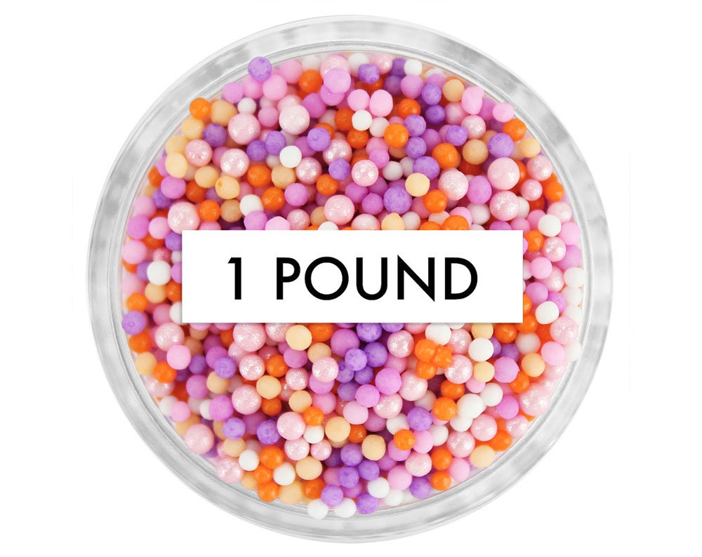 Awesome Amy Non-Pareils Blend 1 lb - Mix Of Lavender, Pink, Pearly Purple, Orange, & White Sprinkles For Cakes, Cookies Cupcakes