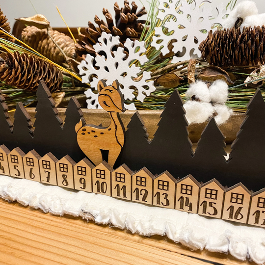 Advent Calendar | Christmas Countdown Woodland Decor Wooden Reindeer Rustic