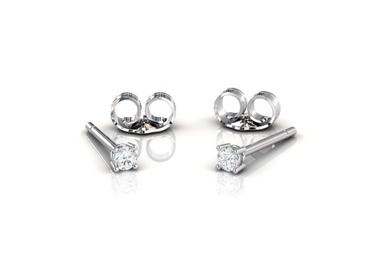 14K White Gold Moissanite Stud Earrings, Ethical Fine Jewelry, Minimalist Prong Set Bridesmaid Wedding Dainty Tiny Studs