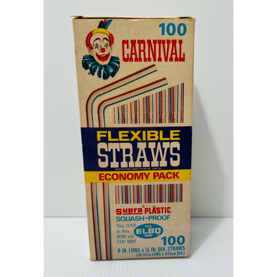 Vintage Carnival Flexible Straws Noisy Benders The Elbo Way Supra Plastic