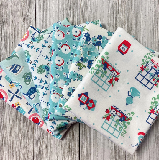 Lori Holt Cook Book 6 Piece Half Yard Bundle Of Light Blue By Riley Blake