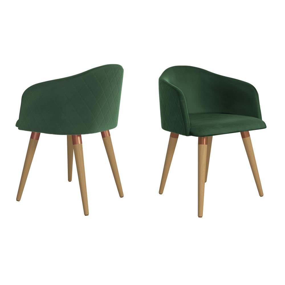 Manhattan Comfort Set of 2 Kari Contemporary/Modern Polyester/Polyester Blend Upholstered Dining Arm Chair (Composite Frame) in Green | 2-1020483