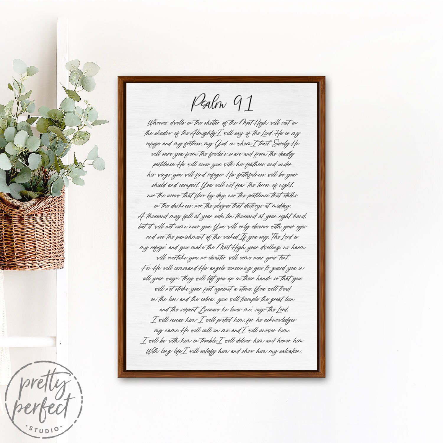 Psalm 91 Sign | Psalms Wall Art Framed Canvas
