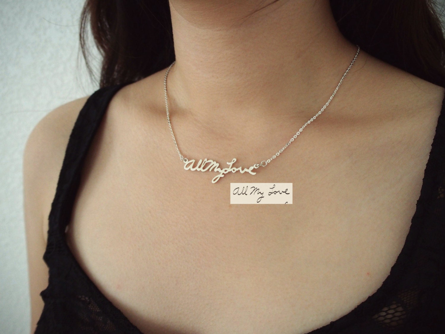 Custom Handwriting Memorial Signature Necklace Personalized Jewelry Mom Gift Moms Jewelry Nh01