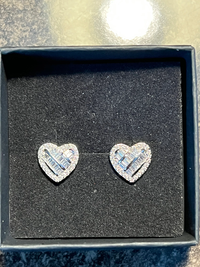 Princess Cut Heart Stud Earrings 925 Sterling Silver Minimalist Gift For Her Bling