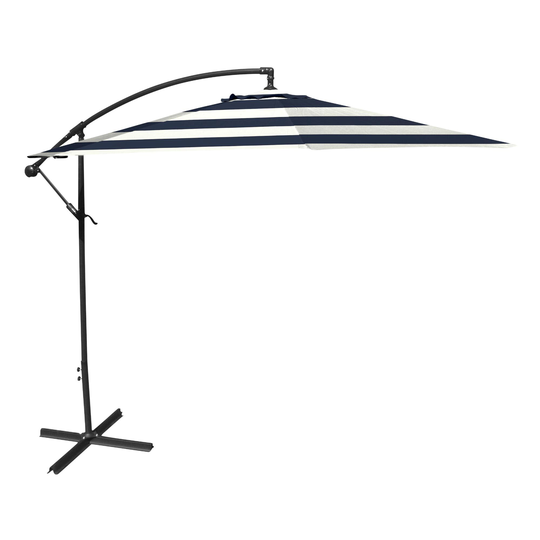 Striped Cantilever Patio Umbrella: Blue - Fabric by World Market