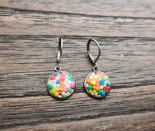 Candy Resin Dangle Earrings, Made Of Stainless Steel 100's & 1000's. Choose Leverback Or Hook Earrings