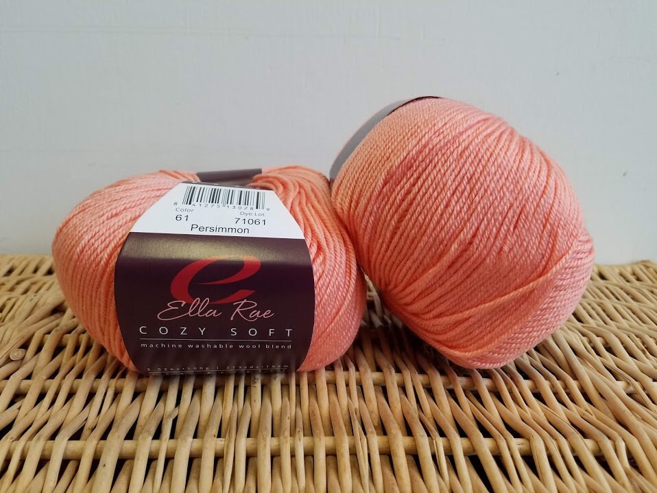 Worsted Wool Blend Yarn, Baby Ella Rae Cozy Soft, Persimmon 61, Washable Yarn
