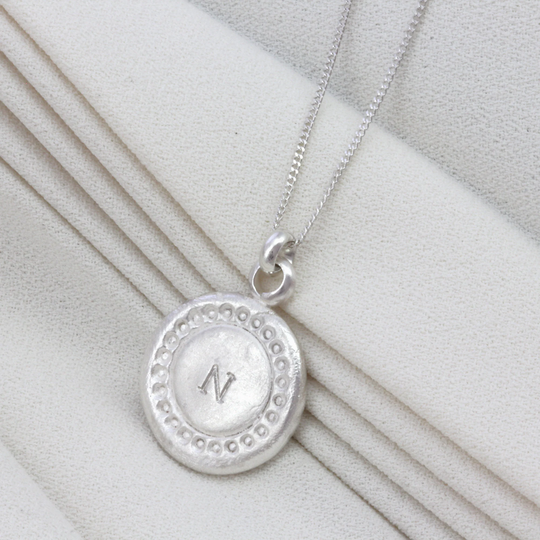 Personalised Silver Initial Medallion Necklace