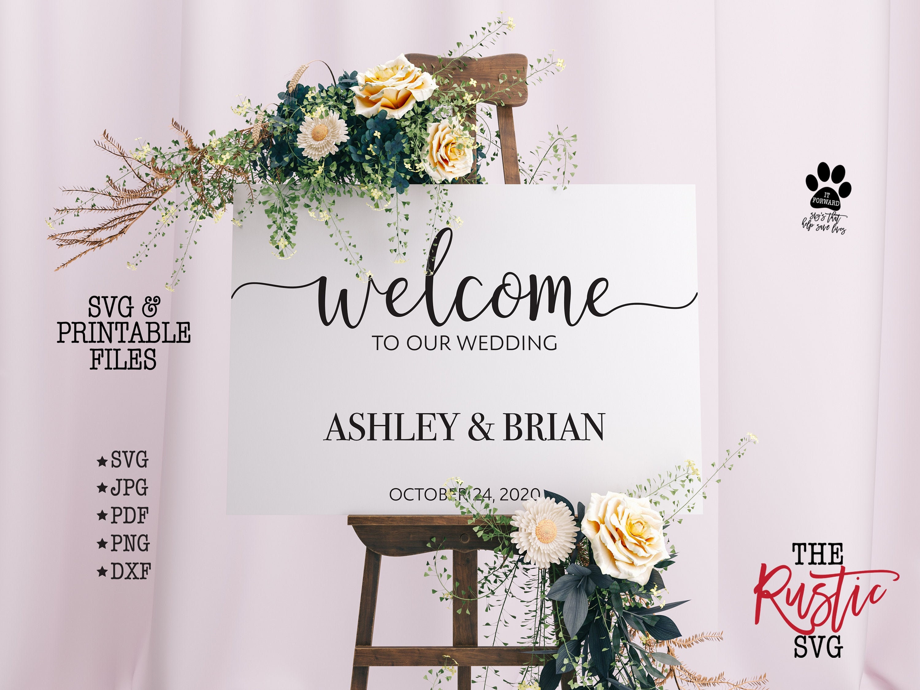 Welcome To Our Wedding, Printable Wedding Sign, Ceremony Personalized Sign, Svg, Jpg, Cricut, Silhouette, 005