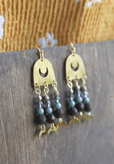 Earrings, Brass Dangle Moon Alchemy Jewelry, Witchy Trending Moons