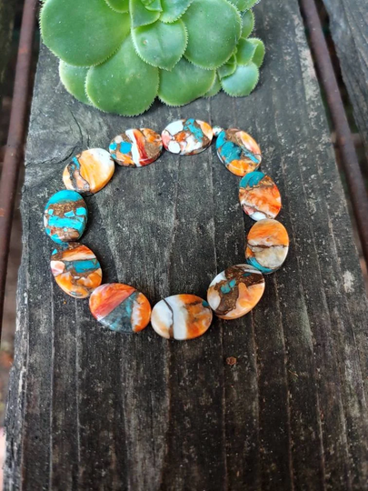 Spiny Oyster Turquoise Bracelet. Stretchy Slip On Spiny Bracelet