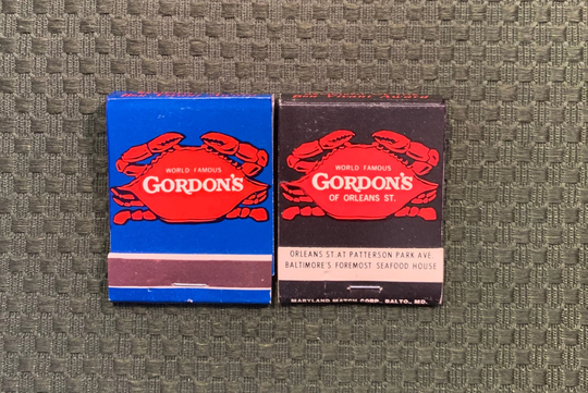 Vintage Matchbooks, Gordons Of New Orleans, Restaurant, Baltimore, Maryland, Seafood, Lot 2, with All Match Sticks, Free Ship in Usa