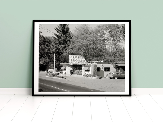 The Crab Broiler Restaurant Archival Print, Seaside Oregon Photo, Print From Original 1955 Negative, Vintage Coast Wall Art