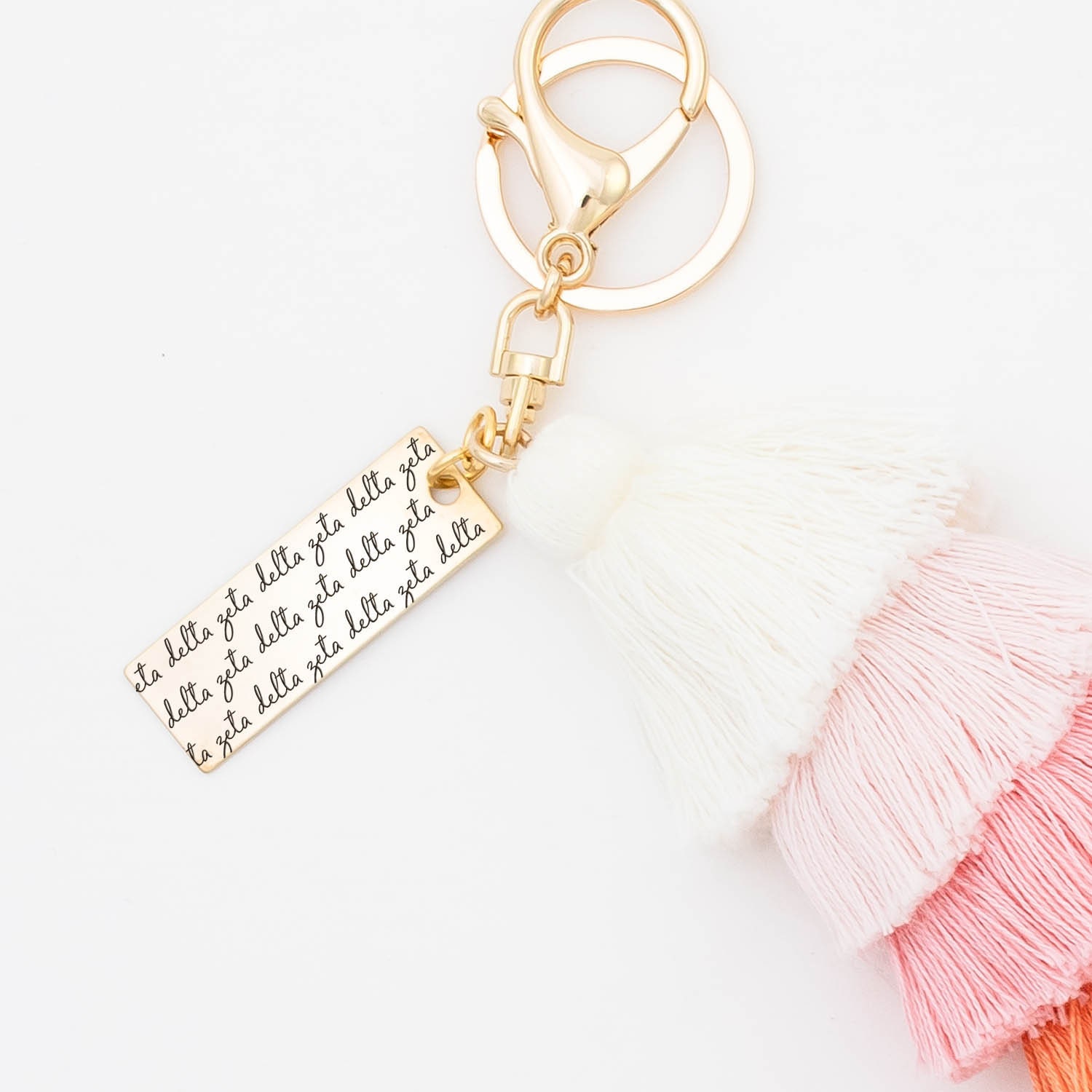 Delta Zeta Keychain, Dz Tassel D Z Sorority Gift, Dee Zee Key Chain With Ombre Tassel, Big Little Deezee