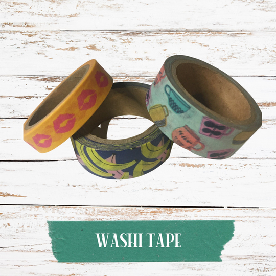Fun Stuff Washi Tape | Set Of 3 Rolls Washi Tape Lips Bananas Pink Banana Cups Tea Coffee Mugs