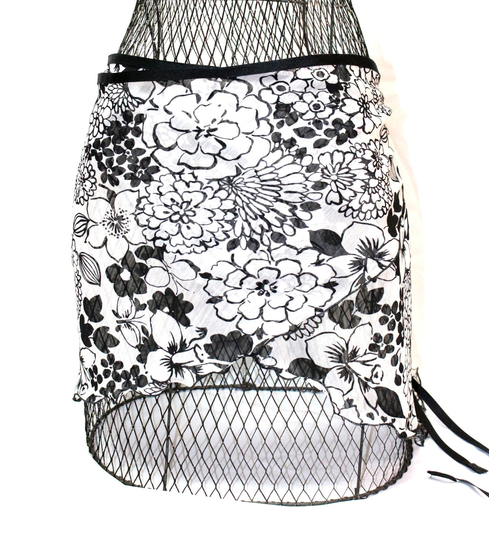 Wrap Skirt Ballet Child Teen Adult X Large Plus Size White Black Flowers Inch Wrap Dance Textured Chiffon Stunning