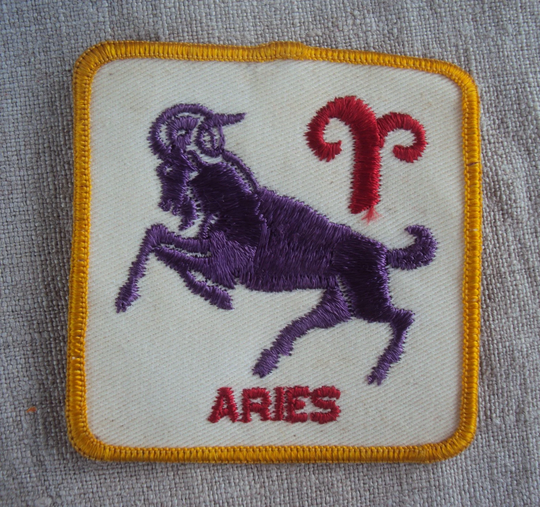 Vintage 70S Aries Astrology Zodiac Sew On Patch March 21 April 19 Birthday