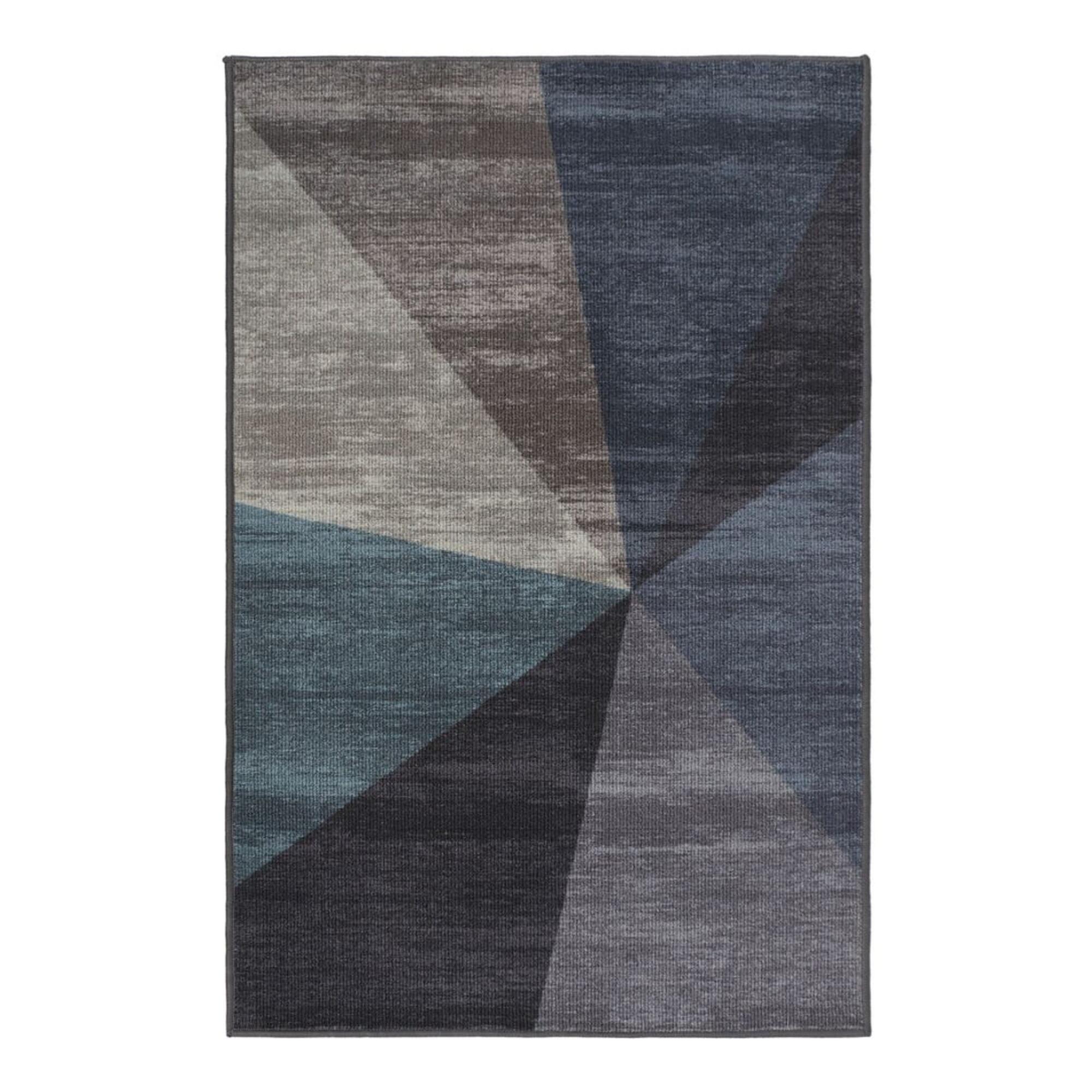 Blue and Gray Geometric Mid Century Area Rug by World Market
