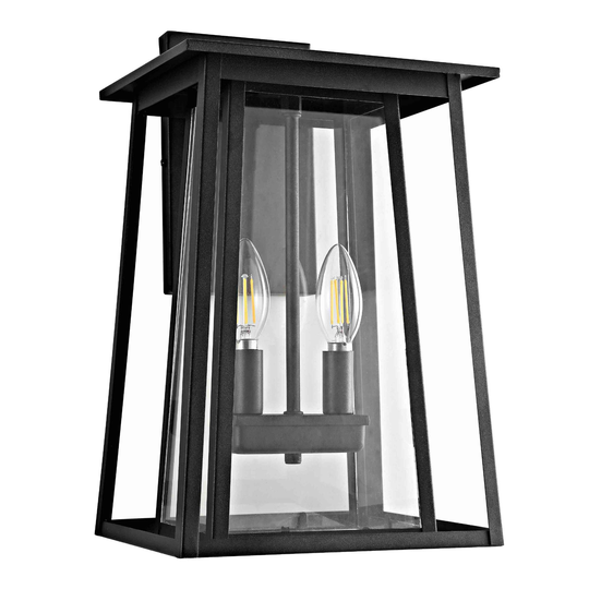 Black Metal 2 Light Velza Outdoor Patio Wall Sconce by World Market