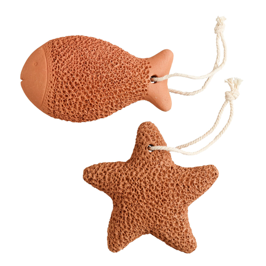 Fish and Starfish Terracotta Foot Scrubbers Set of 2: Orange by World Market