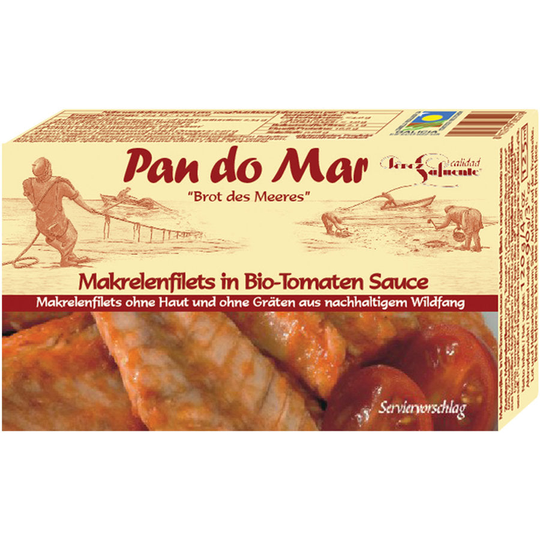 Pan do mar mackerel fillets in organic tomatoes sauce, 120g