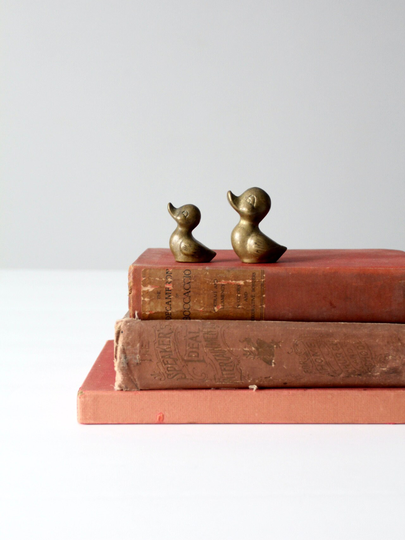 Vintage Mini Brass Ducks Pair