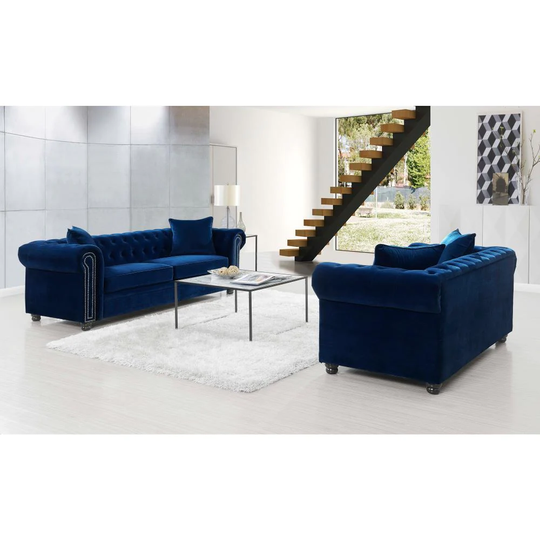 Picket House Furnishings Gramercy Modern Polyester/Polyester Blend Navy Blue Living Room Set | UGW2862PC