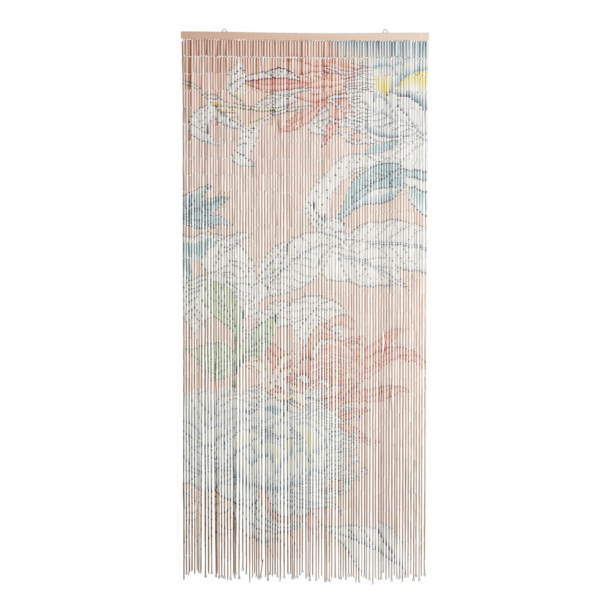 Dusty Pink Chrysanthemum Bamboo Beaded Curtain by World Market