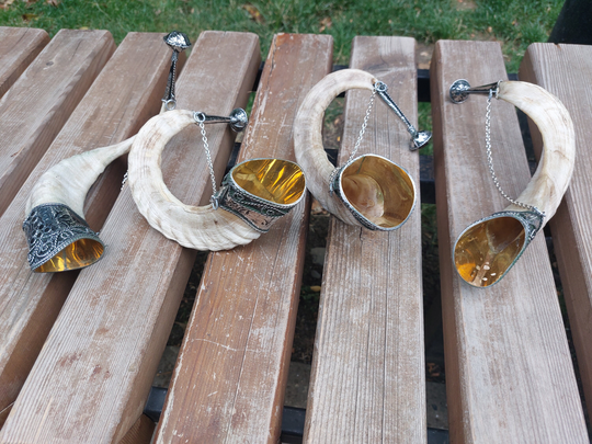 Lot Of 4. Handmade Drinking Wine Horn. Horn. Ram