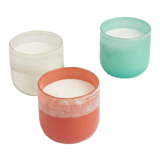 Salt Glass Jar 3 Wick Citronella Candle: Blue - Scented Wax by World Market
