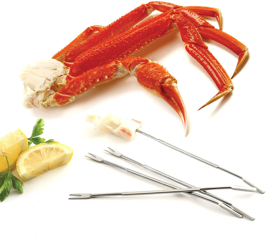 Stainless Steel Seafood Forks 6.75" 4 Count, Great Tool To Prepare & Eat Shellfish, For At Parties Or Bbq Events Home