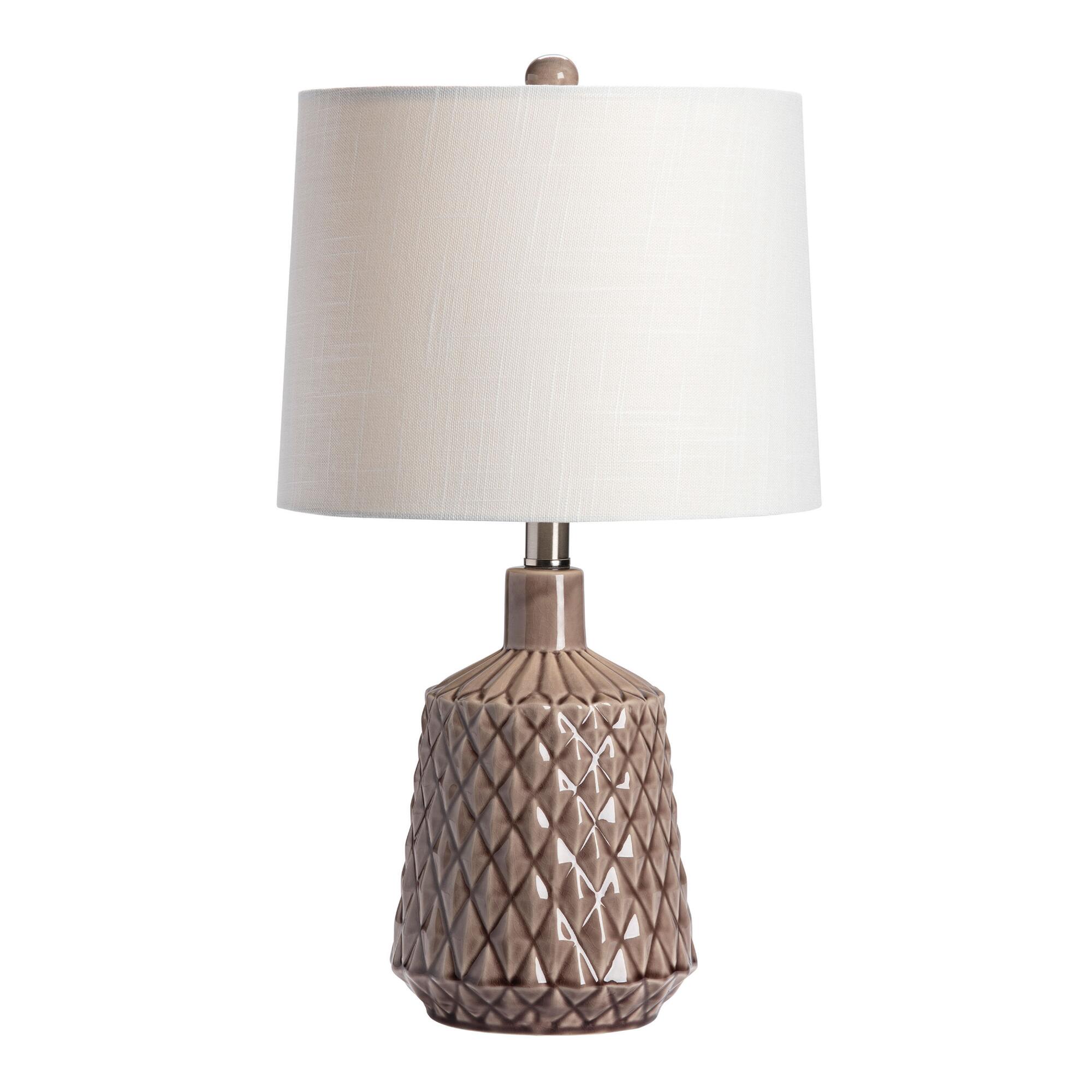 Brown Ceramic Embossed Geometric Tusten Table Lamp: Metallic by World Market