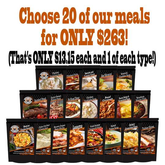 Choose Any 20 Freeze Dried Meals For Only 263 That's 13.15 Per Meal - Brand Prepper Cheffer