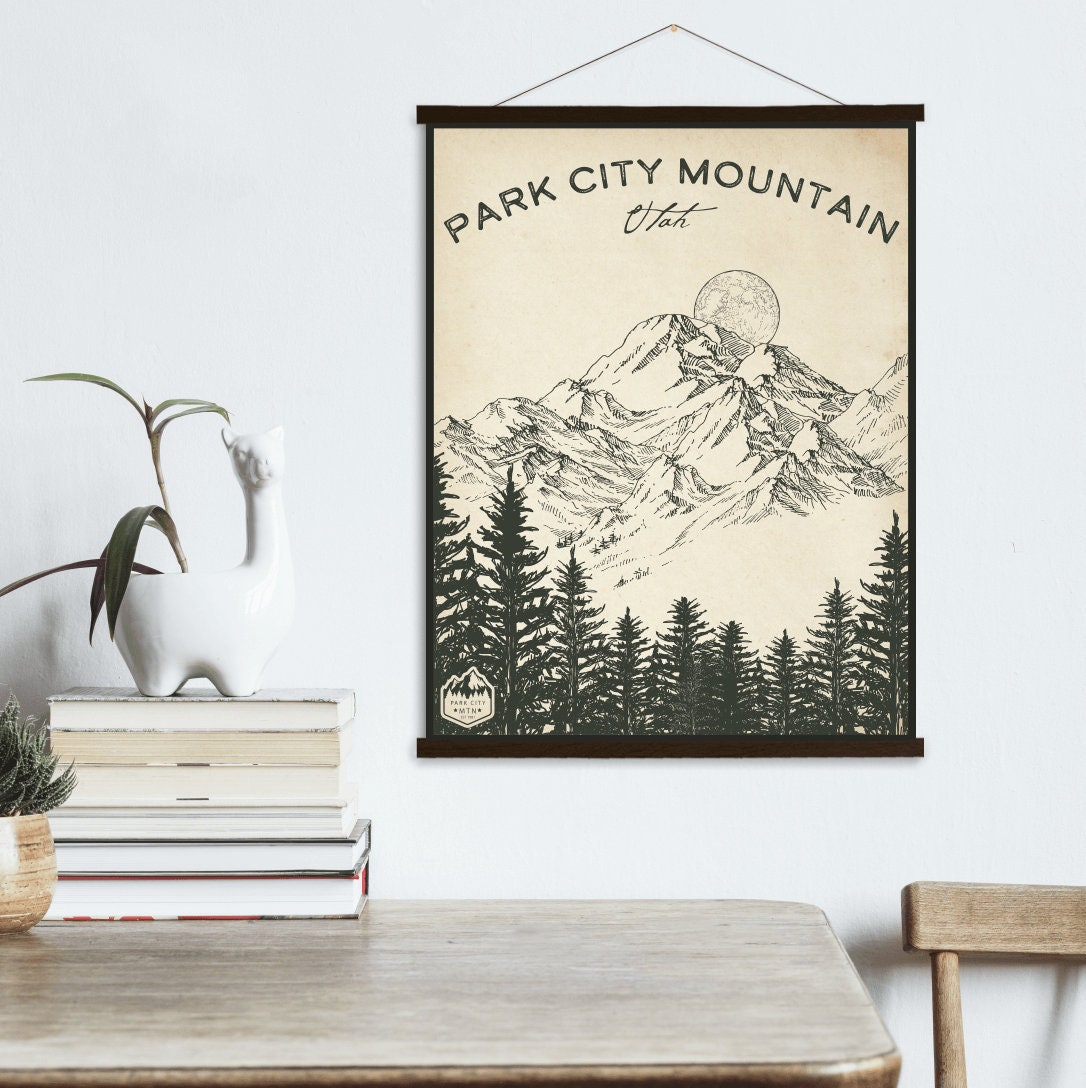 Park City Utah Ski Resort Sketch Print | Hanging Canvas Of Printed Marketplace