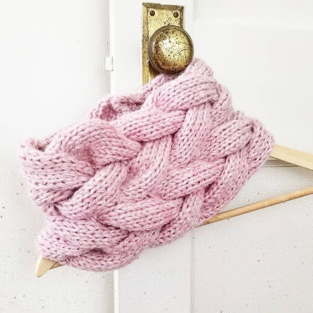 Quinn Cable Cowl, Alpaca/Acrylic Blend Luxury Scarf, Braid Infinity Adult Knit Neckwarmer