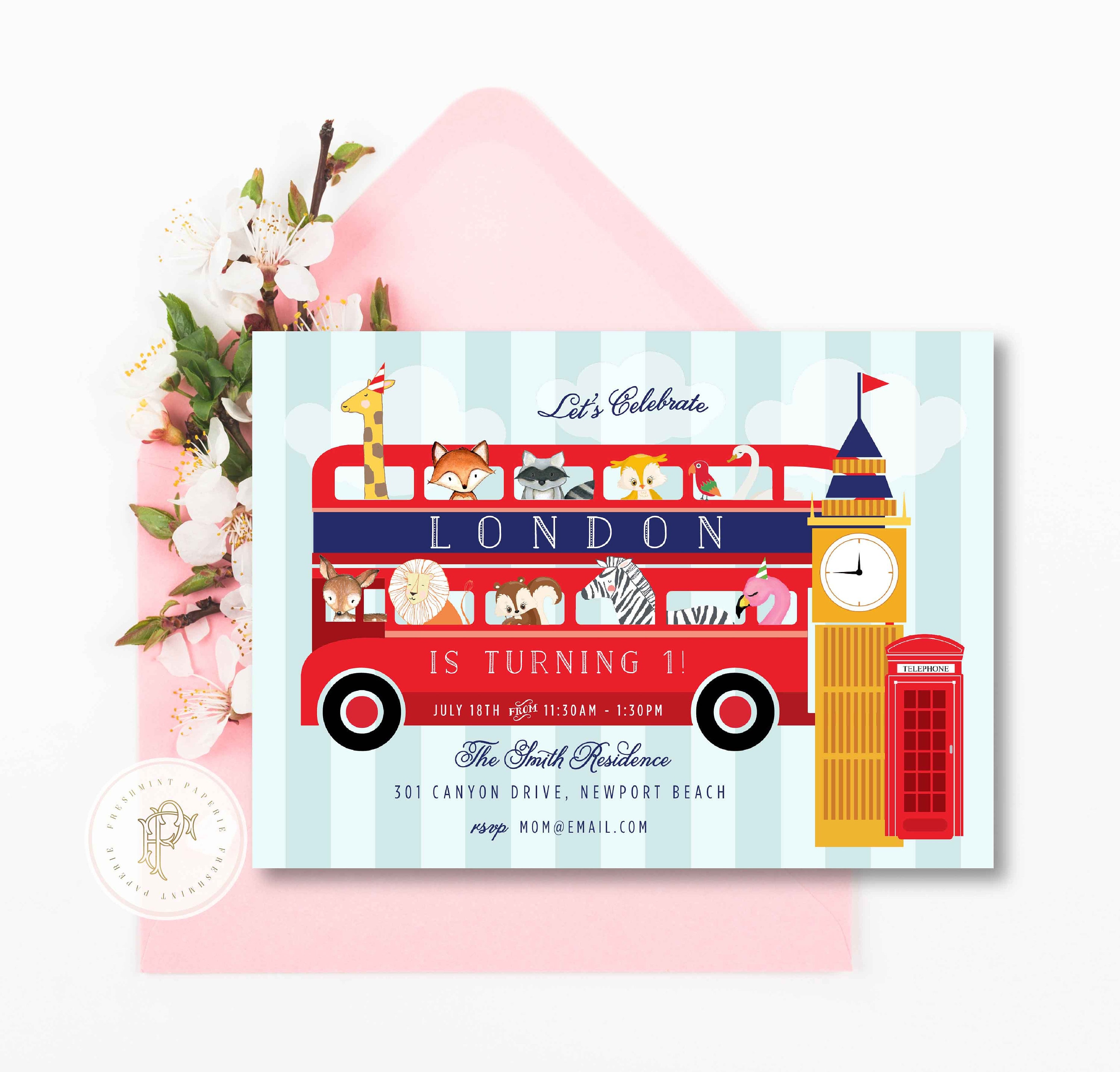 Zoo Invitation - Safari London London Zoo Woodland Animals Bus Invite
