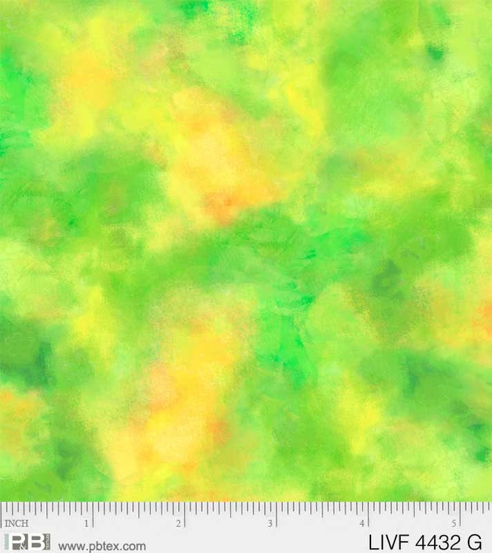 Living Farm - Green & Yellow Blend Pattern # Livf 4432 G By P & B Textiles 100% Cotton Woven Fabric
