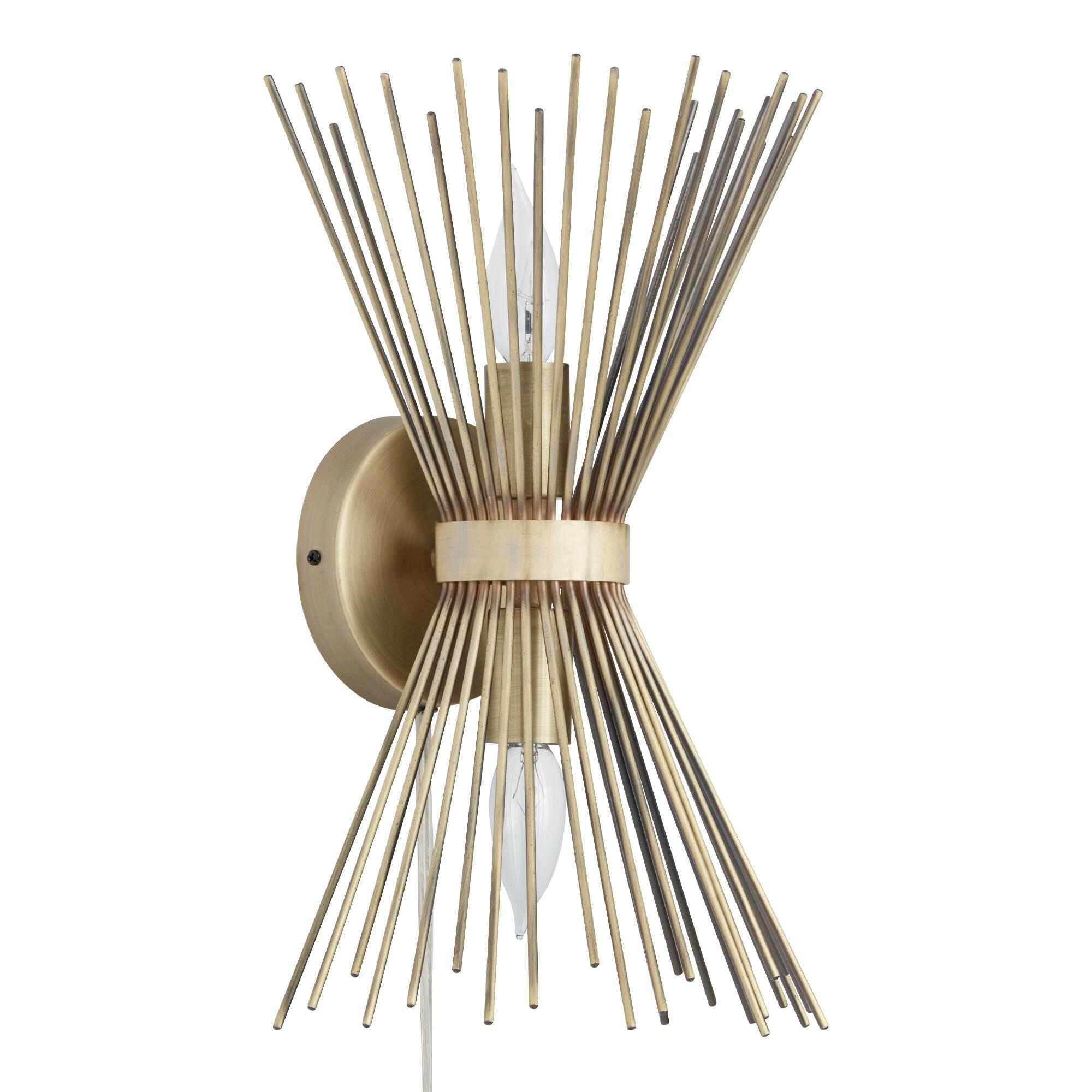 Brass Starburst Two Light Logan Wall Sconce by World Market