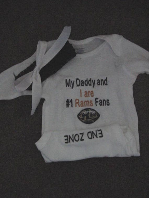 Los Angeles Rams Fan Football Baby Creeper & Headband Set Embroidered Personalized