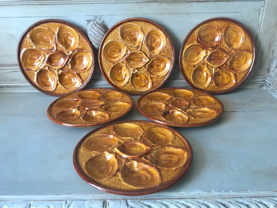 French Vintage Oyster Plates, Made By St Clement, Seafood Platters, Dinner Party, Tableware, Brocante M1684-89