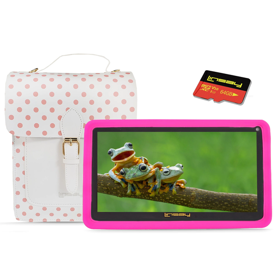 LINSAY LINSAY 7" Kids tablets 2GB RAM 32GB Android 10 WiFi Tablet for kids, Camera, Apps, Games, Learning Tab for Children with Pink Kid-proof