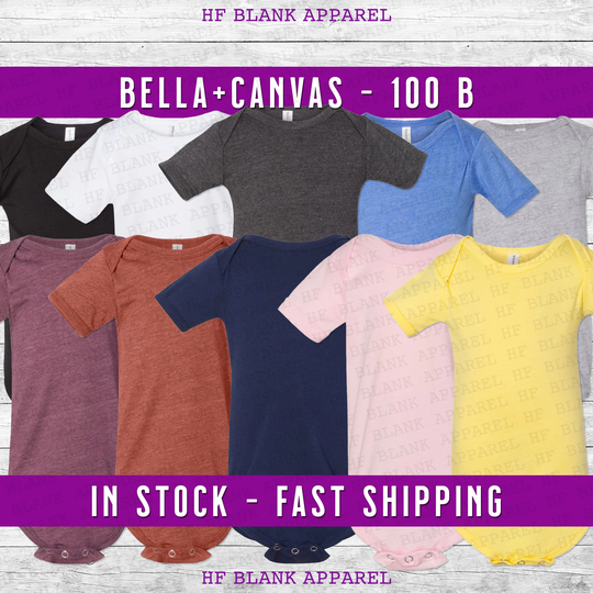 Bella Canvas Unisex Soft Baby Jersey One-Piece - Tri-Blend Super-Soft One- Piece Cotton