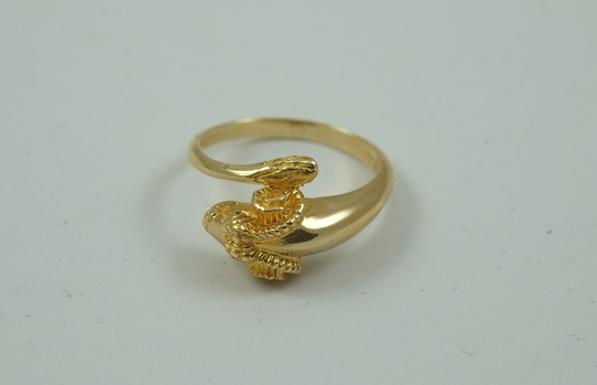 Gold Ram Ring, Head 14K Solid Gold, Greek Jewelry