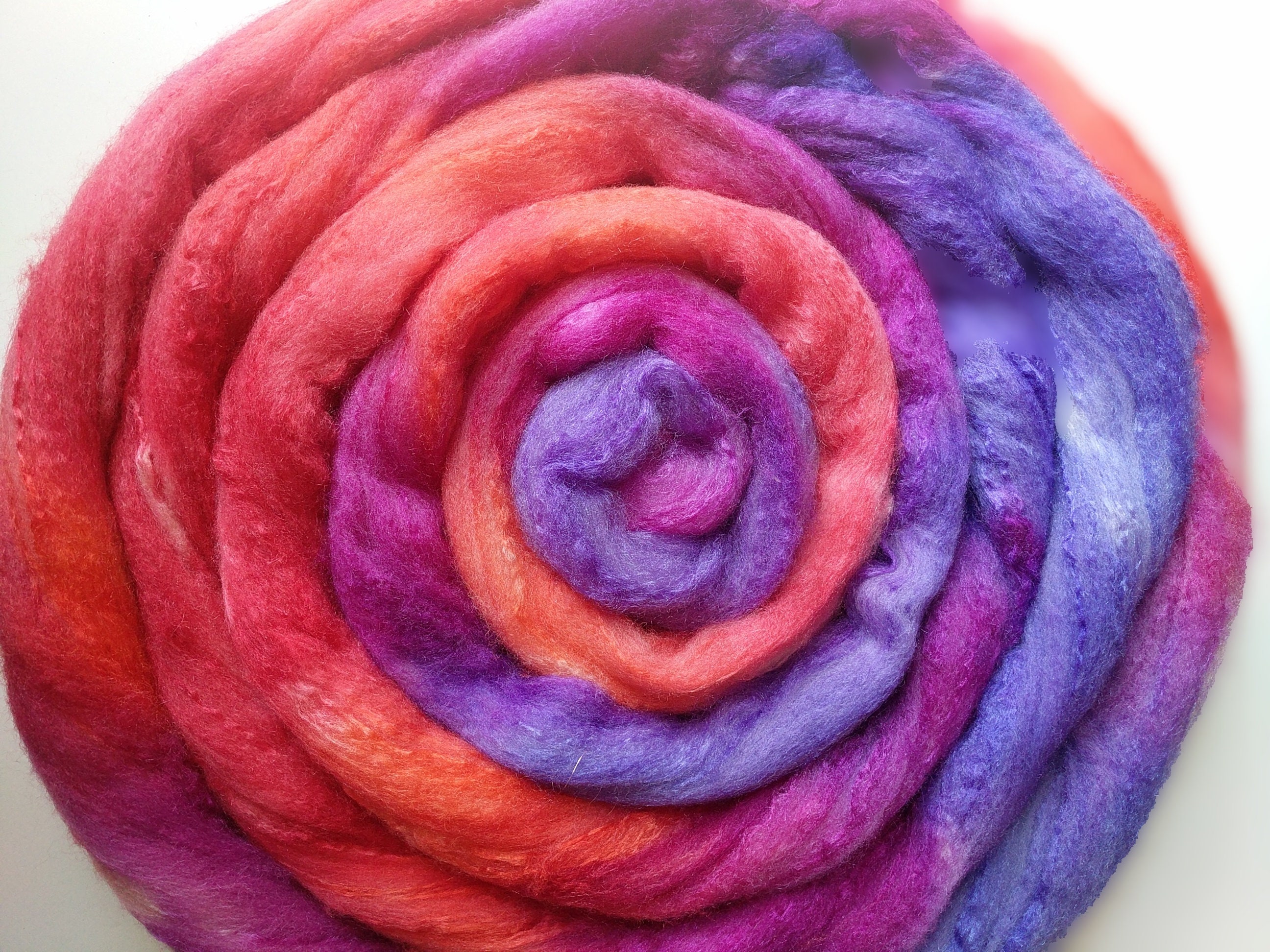 Polwarth Silk Blend 60/40, Spinning Fiber, Luxury Blend, Combed Top, Hand Dyed Wool, 4 Oz, Felting Fibers